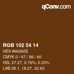 Color code: RGB 102 54 14 | qconv.com