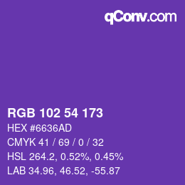 Color code: RGB 102 54 173 | qconv.com