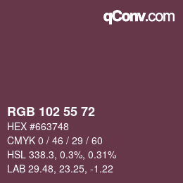 Color code: RGB 102 55 72 | qconv.com