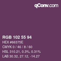 カラーコード: RGB 102 55 94 | qconv.com