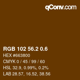 カラーコード: RGB 102 56.2 0.6 | qconv.com