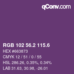 カラーコード: RGB 102 56.2 115.6 | qconv.com