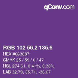 カラーコード: RGB 102 56.2 135.6 | qconv.com
