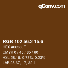 カラーコード: RGB 102 56.2 15.6 | qconv.com