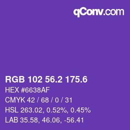 カラーコード: RGB 102 56.2 175.6 | qconv.com