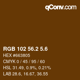 カラーコード: RGB 102 56.2 5.6 | qconv.com