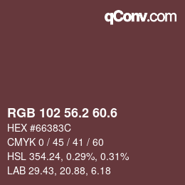 カラーコード: RGB 102 56.2 60.6 | qconv.com