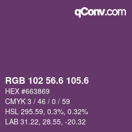 カラーコード: RGB 102 56.6 105.6 | qconv.com