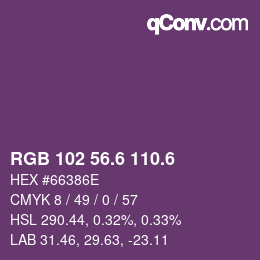 カラーコード: RGB 102 56.6 110.6 | qconv.com