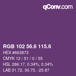 カラーコード: RGB 102 56.6 115.6 | qconv.com