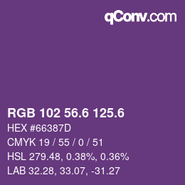 カラーコード: RGB 102 56.6 125.6 | qconv.com