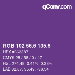 カラーコード: RGB 102 56.6 135.6 | qconv.com