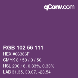 Color code: RGB 102 56 111 | qconv.com