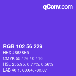 Color code: RGB 102 56 229 | qconv.com