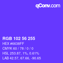 Color code: RGB 102 56 255 | qconv.com