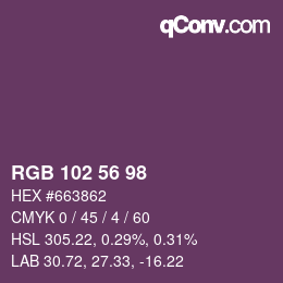 Farbcode: RGB 102 56 98 | qconv.com