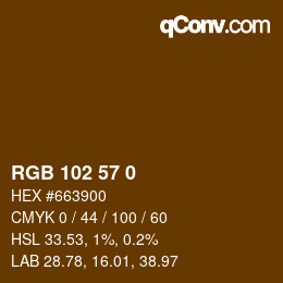 Color code: RGB 102 57 0 | qconv.com