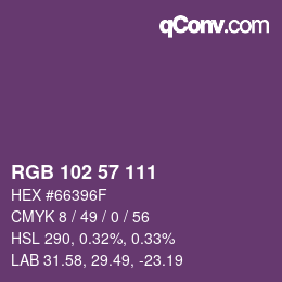 Color code: RGB 102 57 111 | qconv.com