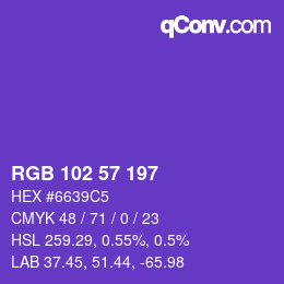 Color code: RGB 102 57 197 | qconv.com