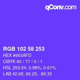 Color code: RGB 102 58 253 | qconv.com