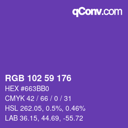 颜色代码: RGB 102 59 176 | qconv.com