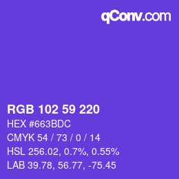 カラーコード: RGB 102 59 220 | qconv.com