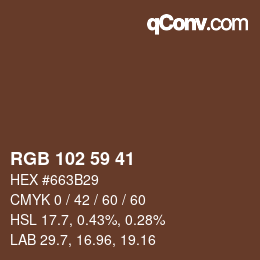 Código de color: RGB 102 59 41 | qconv.com