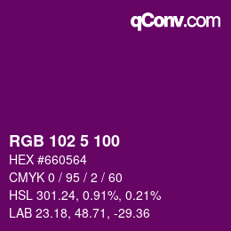 Color code: RGB 102 5 100 | qconv.com
