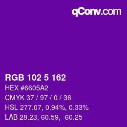 Color code: RGB 102 5 162 | qconv.com