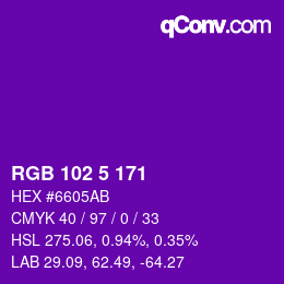 Color code: RGB 102 5 171 | qconv.com