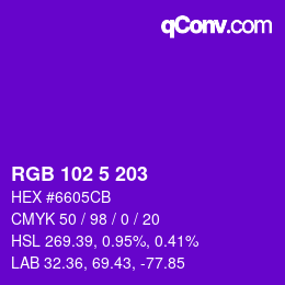 Color code: RGB 102 5 203 | qconv.com
