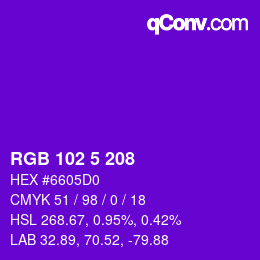 Color code: RGB 102 5 208 | qconv.com