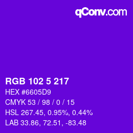 Color code: RGB 102 5 217 | qconv.com