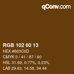 Color code: RGB 102 60 13 | qconv.com