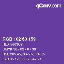 カラーコード: RGB 102 60 159 | qconv.com