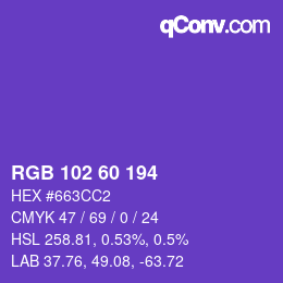 Color code: RGB 102 60 194 | qconv.com