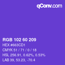 カラーコード: RGB 102 60 209 | qconv.com