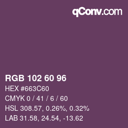 カラーコード: RGB 102 60 96 | qconv.com