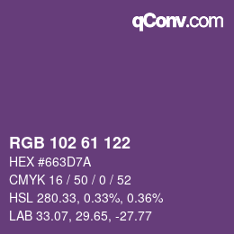 Color code: RGB 102 61 122 | qconv.com