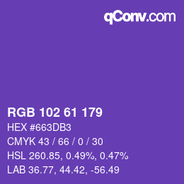 Color code: RGB 102 61 179 | qconv.com