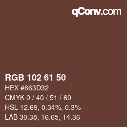 Farbcode: RGB 102 61 50 | qconv.com
