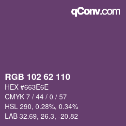 カラーコード: RGB 102 62 110 | qconv.com