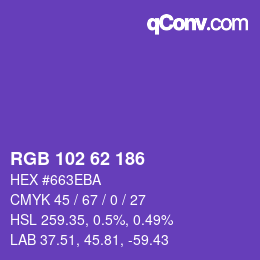 Color code: RGB 102 62 186 | qconv.com