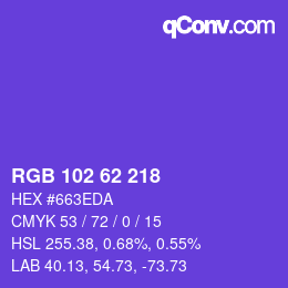 Color code: RGB 102 62 218 | qconv.com