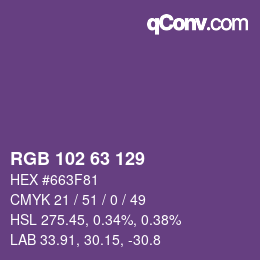 Color code: RGB 102 63 129 | qconv.com