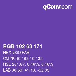 Color code: RGB 102 63 171 | qconv.com