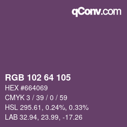 Color code: RGB 102 64 105 | qconv.com