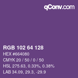 Color code: RGB 102 64 128 | qconv.com