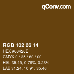 Color code: RGB 102 66 14 | qconv.com