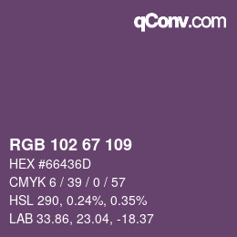 Farbcode: RGB 102 67 109 | qconv.com